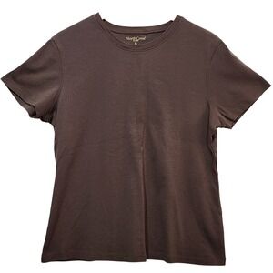 NorthCrest Classic Brown Cotton Short Sleeve T-Shirt Womens XL 18 Crew Neck Tee